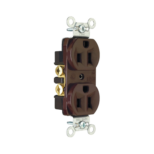 Duplex Recepticacle Outlet, Construction Grade, Brown, 15A, 125V