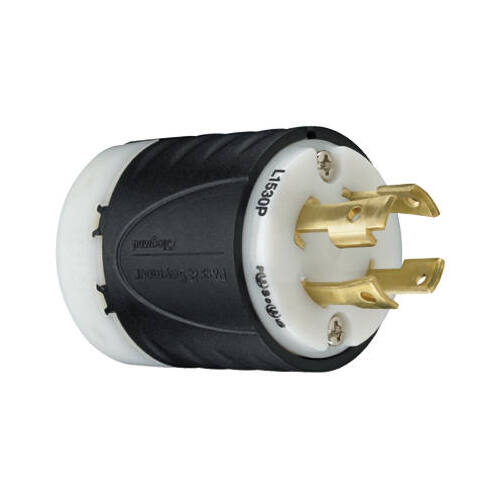 Locking Plug, 30-Amp, 250-Volt, Black/White