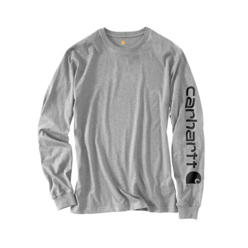 CARHARTT K231-HGY-LRG-TLL Graphic Logo T-Shirt, Long-Sleeves, Heather Gray, Tall, Large