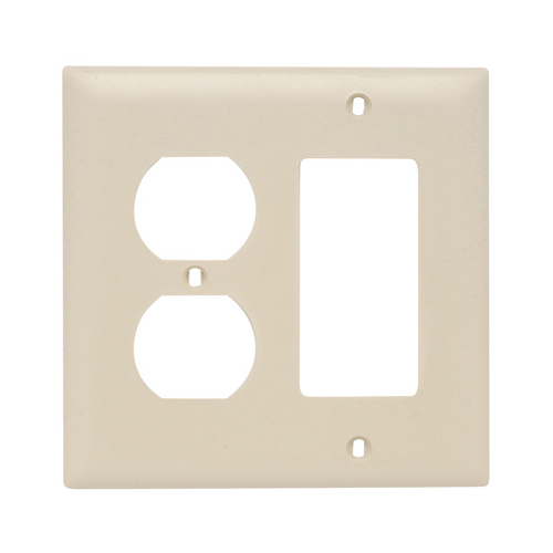 Wall Plate, 2-Gang, Decorator & Duplex, Ivory Nylon