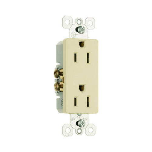 Decorator Outlet, 2-Pole, 3-Wire Grounding, Ivory, 15-Amp, 125-Volt - pack of 10