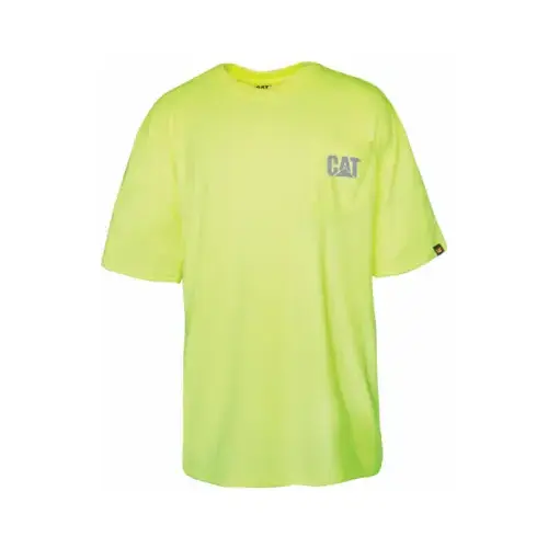 CAT Trademark Pocket T-Shirt, Hi-Vis Yellow, L