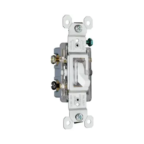 3-Way Illuminated Toggle Switch, White, 120-Volt, 15-Amp