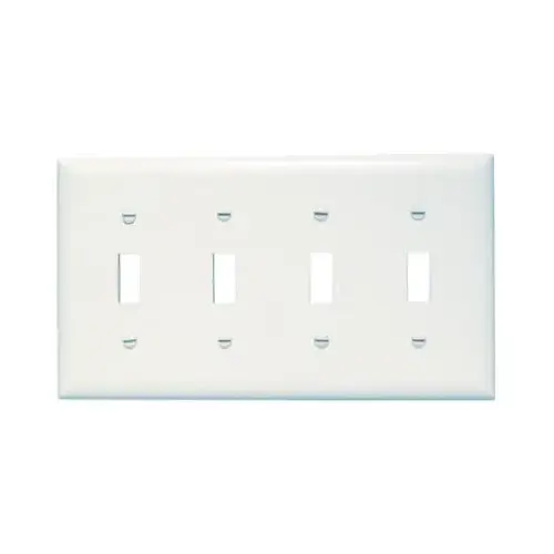 Wall Plate, 4-Toggle Opening, Urea, White