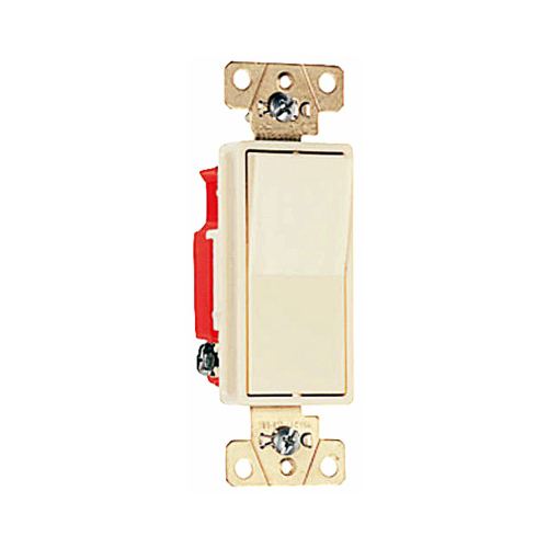 Decorator Switch, Single Pole, Ivory, 20-Amps