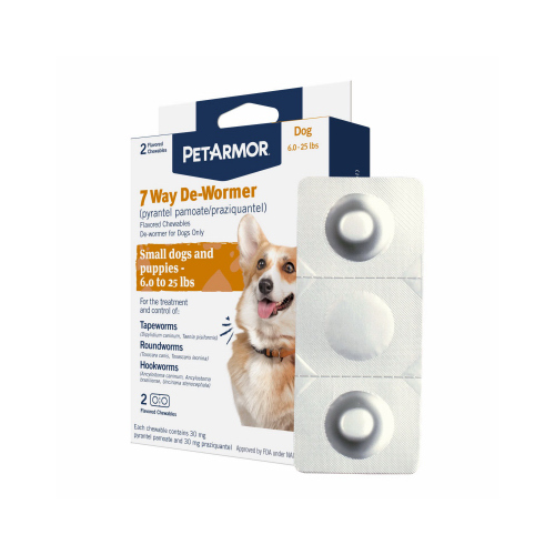 SERGEANT'S PET 05266 7 Way De-Wormer for Puppies and Small Dogs, 6-25-Lbs., 2 Tablets