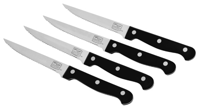 INSTANT BRANDS LLC HOUSEWARES 1094283 Essentials Steak Knife Set, Stainless Steel & Black, 4-Pc.