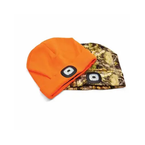 Sportsman LED Lighted Knit Hat, Rechargeable, Camo or Orange - pack of 12