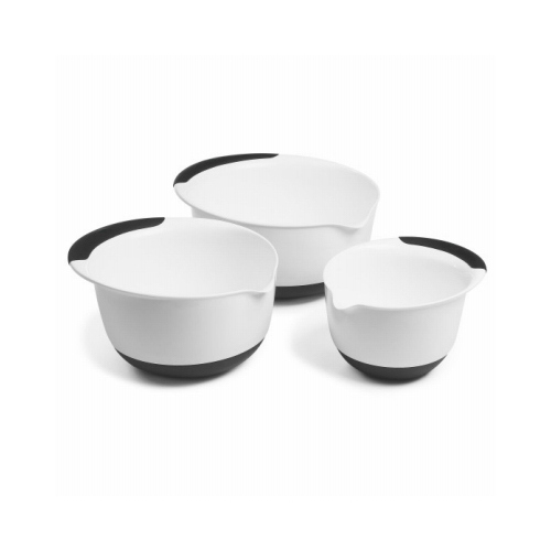 OXO 1066421 Good Grips 3-Pc. Mixing Bowl Set, White with Black Handles