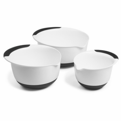 OXO 1066421 Good Grips 3-Pc. Mixing Bowl Set, White with Black Handles