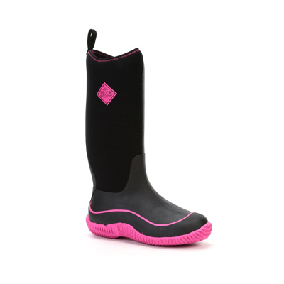 MUCK BOOT COMPANY H-PNK-080 Hale Muck Chore Boots, Waterproof Neoprene, Black/Hot Pink, Women's Size 8