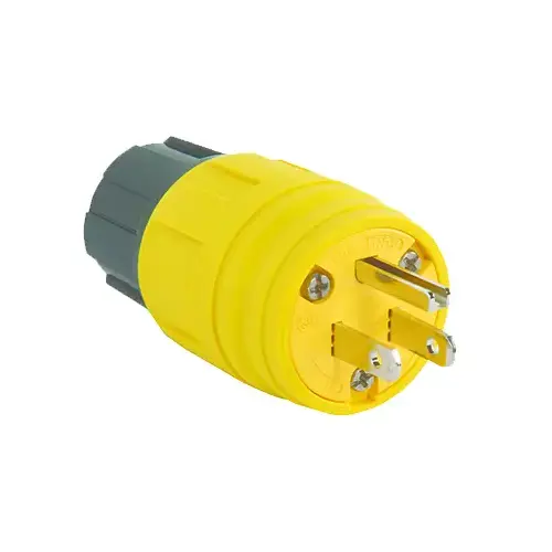 Watertight Plug, 2 -Pole, 15 A, 125 V, IP65, 66, 67, NEMA: NEMA 5-15P, Yellow