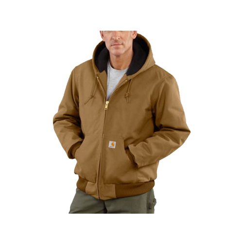 Duck Active Quilted Jacket With Hood, Flannel-Lined, Brown, XL