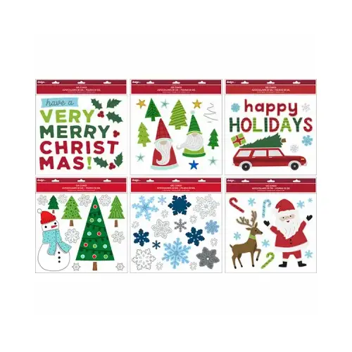 IG DESIGN GROUP AMERICAS INC IG128391 Christmas Gel Window Clings, 6 Designs, 11.5 x 12 In.