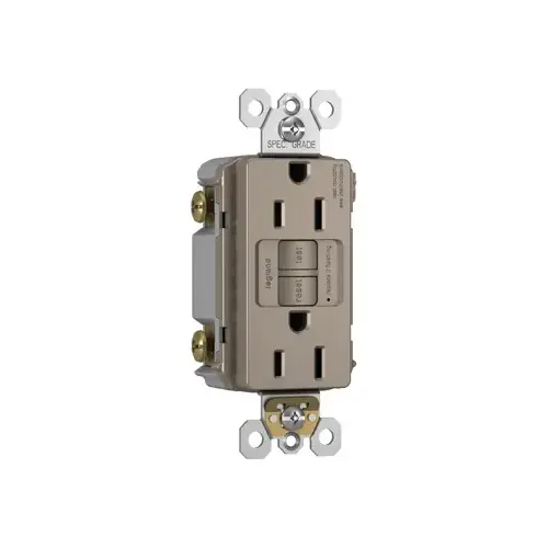 PASS & SEYMOUR 1597TRNICC4 radiant GFCI Outlet, 125 V, 15 A, NEMA: NEMA 5-15R, Back and Side Wiring, Ivory