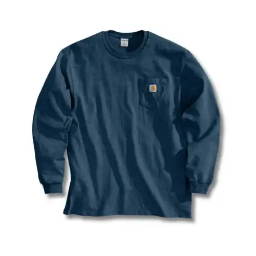 CARHARTT K126-NVY-LRG-REG Pocket T-Shirt, Long-Sleeves, Navy, Large