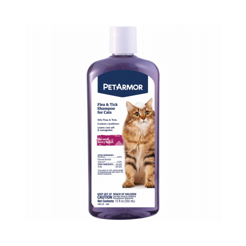 SERGEANT'S PET 02837 Flea & Tick Shampoo for Cats, Coconut Berry Scent, 12 oz.