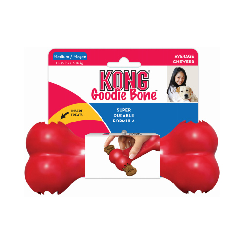 Goodie Bone Dog Toy, Red Rubber, For Medium Chewers, 7-In.