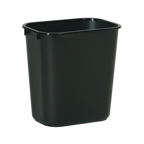 Wastebasket 7 gal Black Plastic Open Top Black