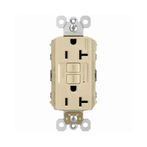 PASS & SEYMOUR 2097TRICCD4 radiant GFCI Duplex Receptacle, 2 -Pole, 20 A, 125 VAC, Back, Side Wiring, NEMA: 5-20R