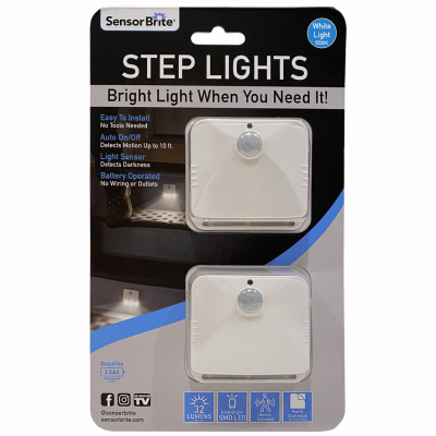 TRISALES MARKETING LLC SBL-MC6B Sensor Brite Step Lights, Wireless Motion-Activated LED Lights, 2-Ct  pair