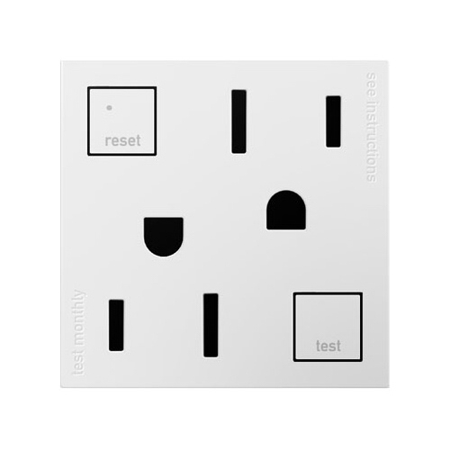 PASS & SEYMOUR AGFTR2152W4 Self-Test GFCI Outlet, White, 15-Amp