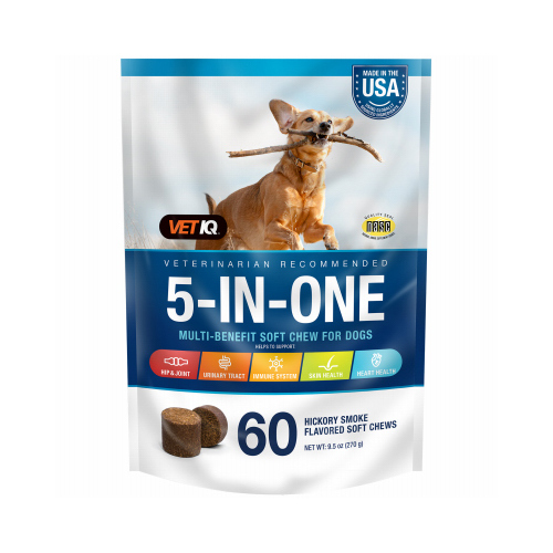 SERGEANT'S PET 00138 5-In-One Multi-Benefit Dog Soft Chew Treats, 60 Count, 9.5-oz.