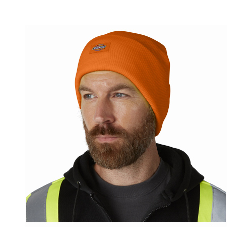 Men's Acrylic Cuffed Beanie Hat, Neon Orange