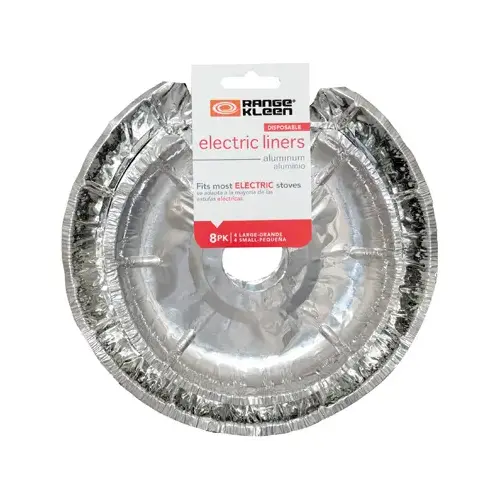 Range Kleen R101F8 Round Aluminum Foil Electric Stove Bib Liners - pack of 8