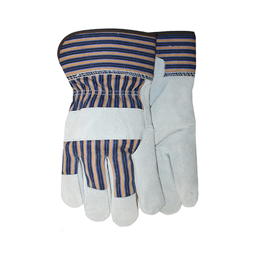 Split Cowhide Leather Palm Gloves, Safety Cuff, Kids, Striped