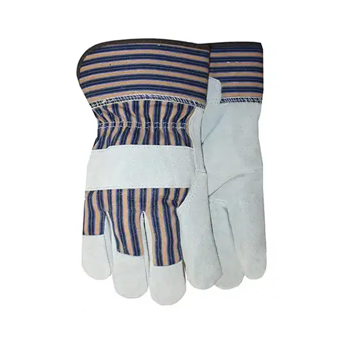 Midwest Quality Gloves 7733K Split Cowhide Leather Palm Gloves, Safety Cuff, Kids, Striped