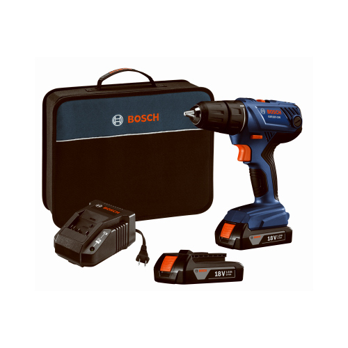 Robert Bosch Tool Corp GSR18V-190B22 18-Volt Compact Drill/Driver Kit, 1/2-In., 2 Lithium-Ion Batteries