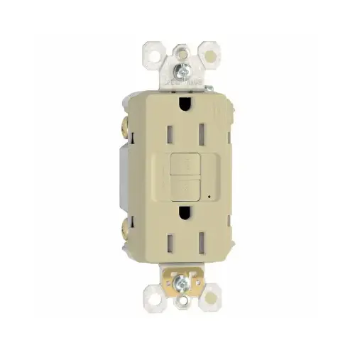 PASS & SEYMOUR 1597TRICCD4 radiant GFCI Duplex Receptacle, 2 -Pole, 15 A, 125 VAC, Back, Side Wiring, NEMA: 5-15R