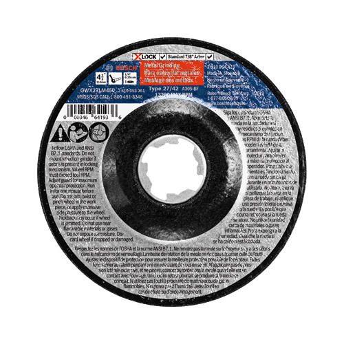 Robert Bosch Tool Corp GWX27LM450 X-Lock Bonded Abrasive Wheel, Metal Grinding, 4.5 x 1/4-In.