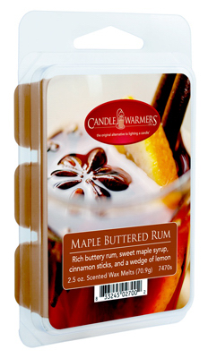 CANDLE WARMERS ETC 7470S Wax Melts, Maple Buttered Rum, Sweet Maple Syrup, Cinnamon Sticks & Wedge Of Lemon, 6-Ct.