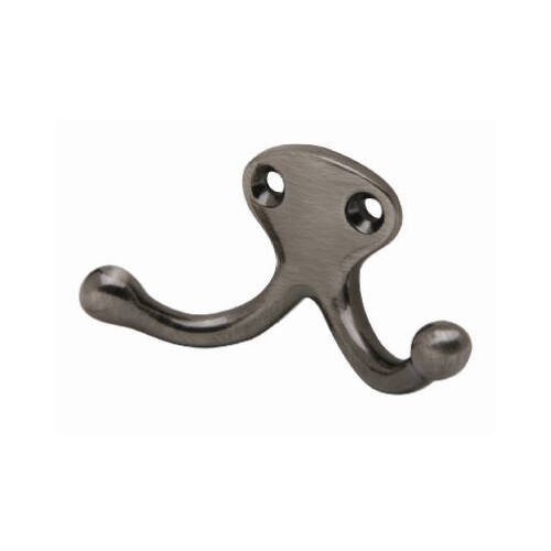 1-1/8-In. Pewter Double Clothes Hook