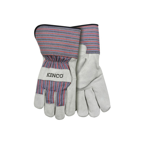 KINCO INTERNATIONAL 1500-L Suede Cowhide Palm Gloves, Gray, Men's L