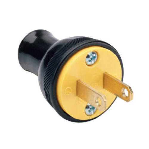 Round Construction Plug, Residential, Thermoplastic, 15-Amp, 125-Volt, Black