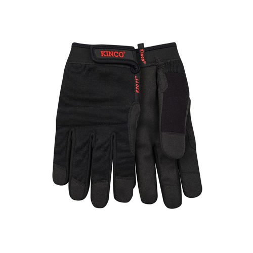 Pro Work Gloves, Poly Spandex, Synthetic Suede, Black, Men's XL