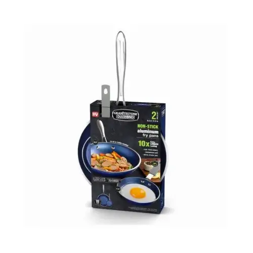 EMSON DIV. OF E. MISHON 7828 2-Pc. Blue Non-Stick Aluminum Fry Pans, 5.5- & 9.5-In - pair