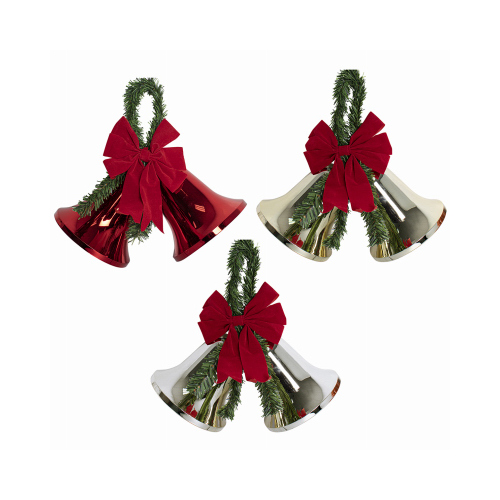 Bell Christmas Decorations, 3 Red, 2 Gold & 1 Silver, 13 x 13-In  pack of 6