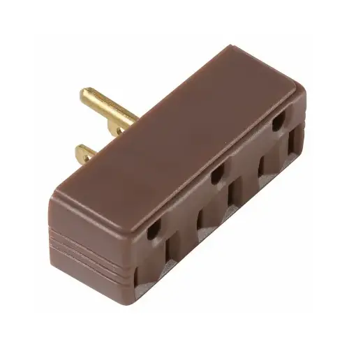 Plug-In Triple Outlet Adapter, Brown, 15-Amp, 125-Volt