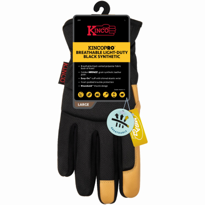 KINCO INTERNATIONAL 2019-L LG Men BLK Poly Glove