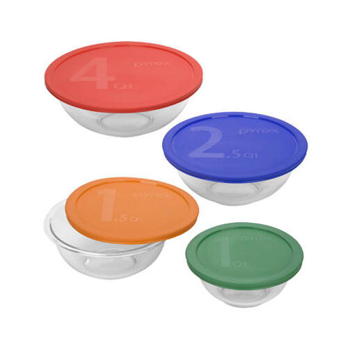 Mixing Bowl Set, Colored Lids, 8-Pc. - pack of 2