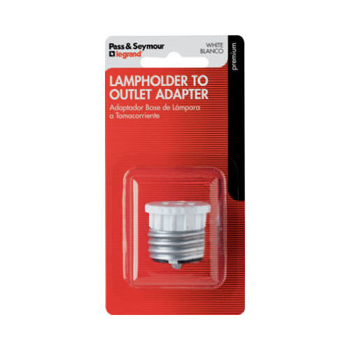 Medium Base Lampholder Adapter, White, 600-Watt, 125-Volt - pack of 5