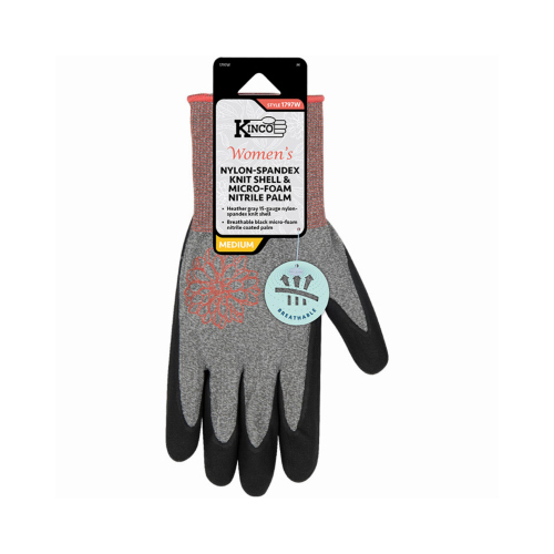 Nylon Heather Gray Gloves, Women's M