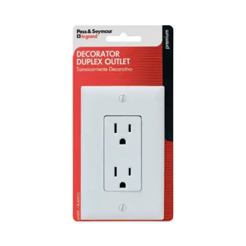 White 2-Pole 3-Wire Grounding Decorator Duplex Receptacle