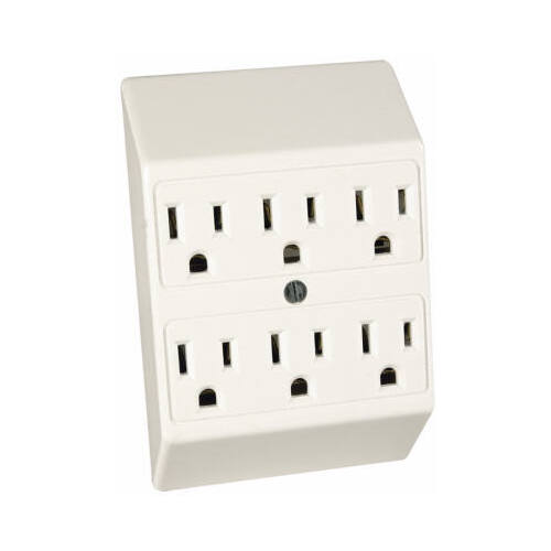 2-Pole Plug In Adapter, Ivory, 15A - pack of 6