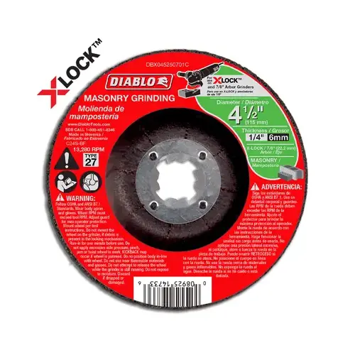X-Lock Masonry Grinding Disc, 4-1/2 x 1/4-In.