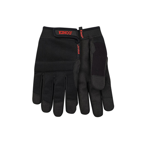 Pro Work Gloves, Poly Spandex, Synthetic Suede, Black, Men's XXL